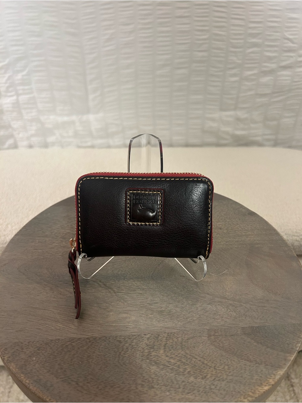 Dooney and Bourke Florentine Leather Small Zip Card Case Wallet in NAVY